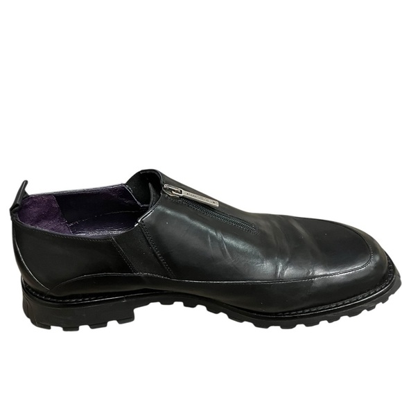 Sport Donald J Pliner Leather Zip Loafers Black Chunky Lug Sole Womens Size 10 M - Picture 2 of 14